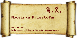 Mocsinka Krisztofer névjegykártya